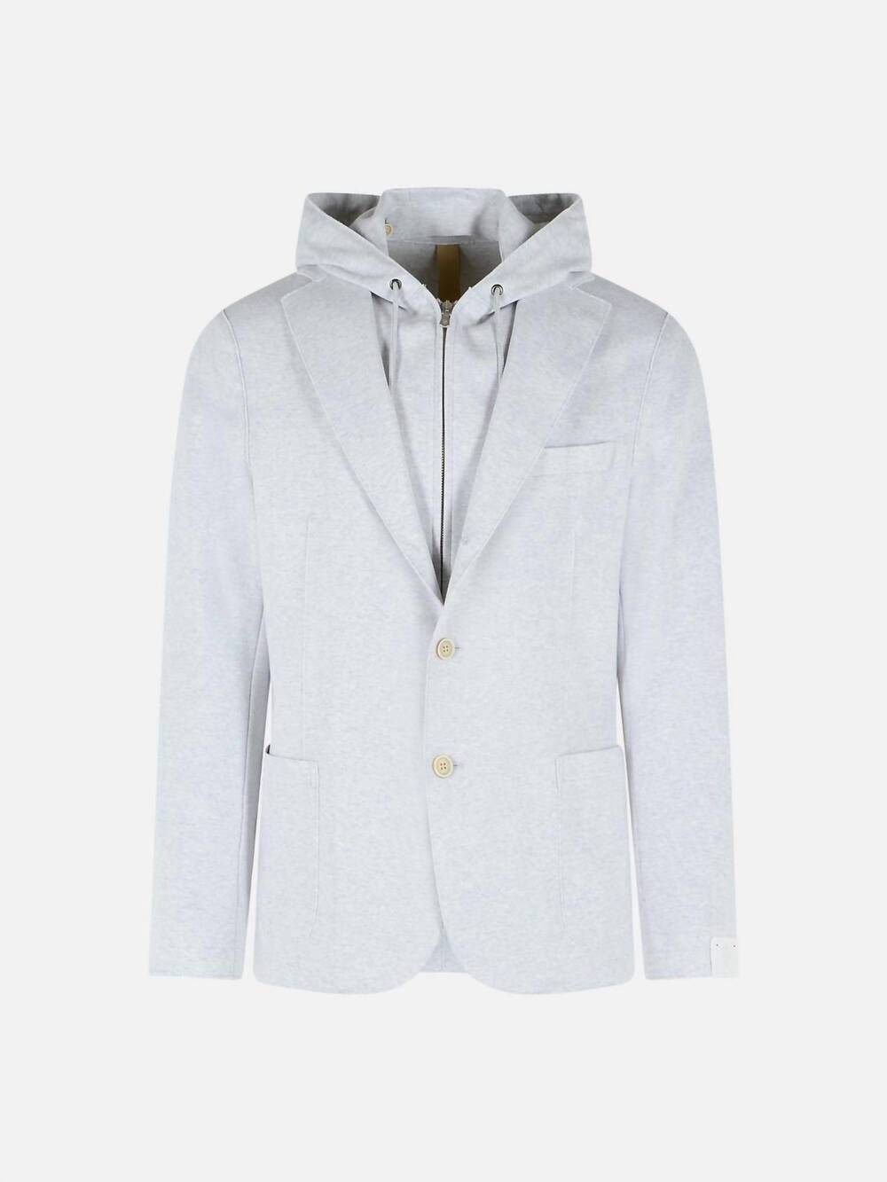 NEW ELEVENTY men's cotton blend sport coat with removable hoodie insert in light
